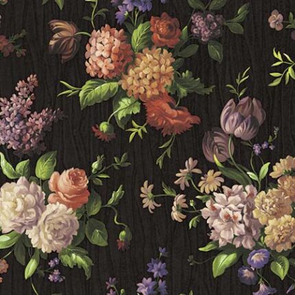 82040-5 Classic Black Floral Wallpaper